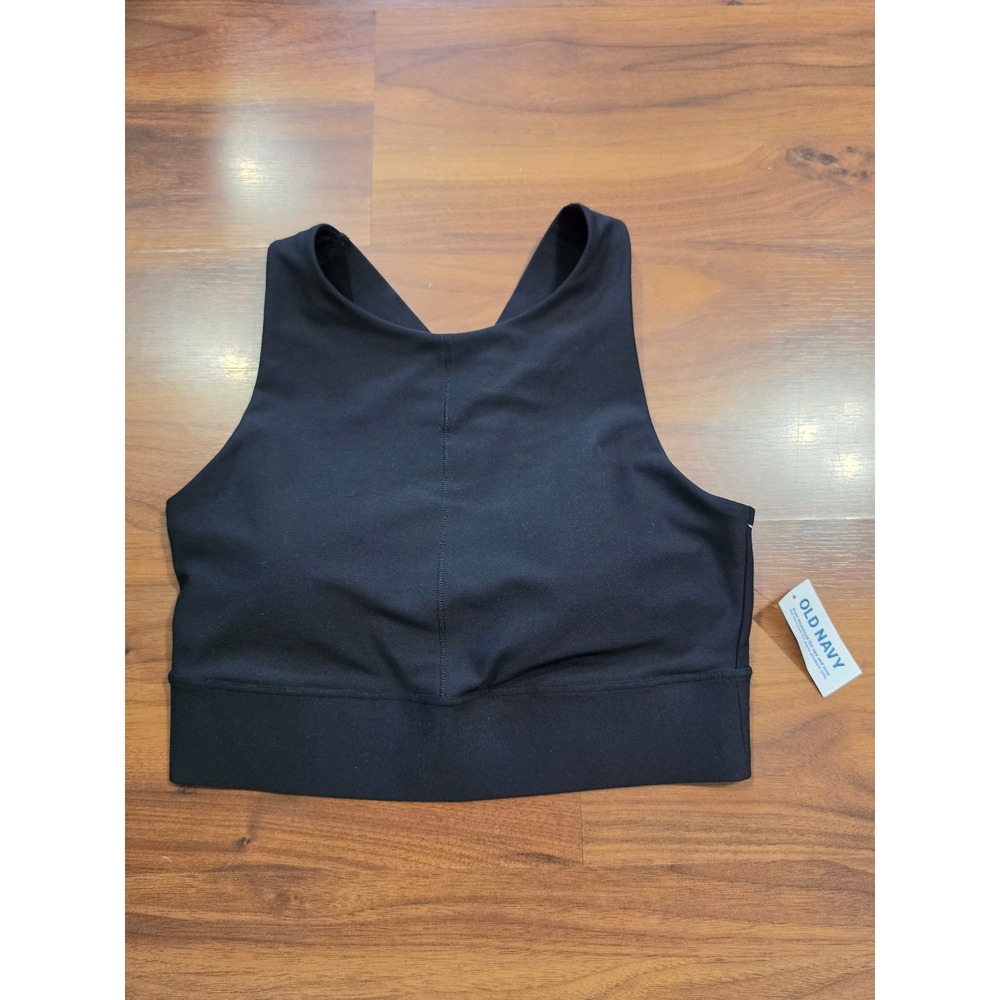 NWT Old Navy Active Powersoft Sports Bra Medium Black High Neck Crossback